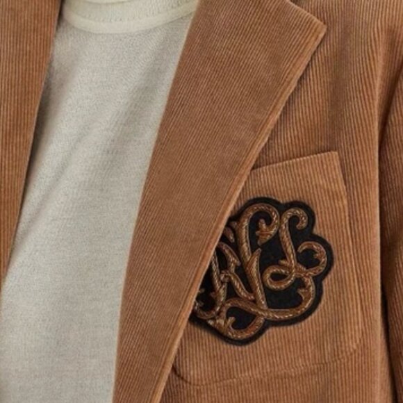 RALPH LAUREN LAUREN BULLION PLUS SIZE CAMEL WOMEN'S CORDOROY BLAZER   NWT - Picture 2 of 12
